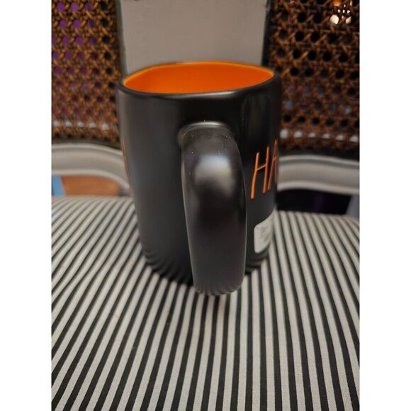 NWT Rae Dunn Happy Halloween Double Sided Coffee Mug Black Orange - Picture 3 of 10